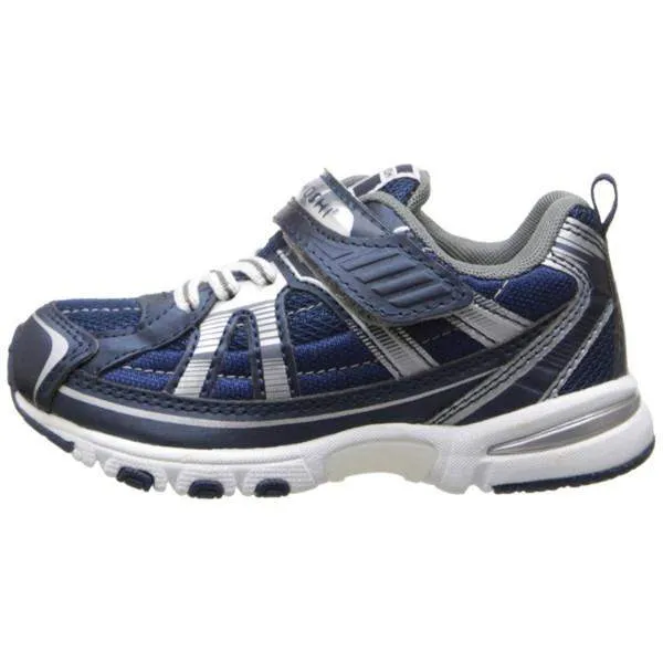 Tsukihoshi Storm Boys Navy Silver Running Shoes - Lightweight, Machine Washable Sneakers for Big Kids & Toddlers