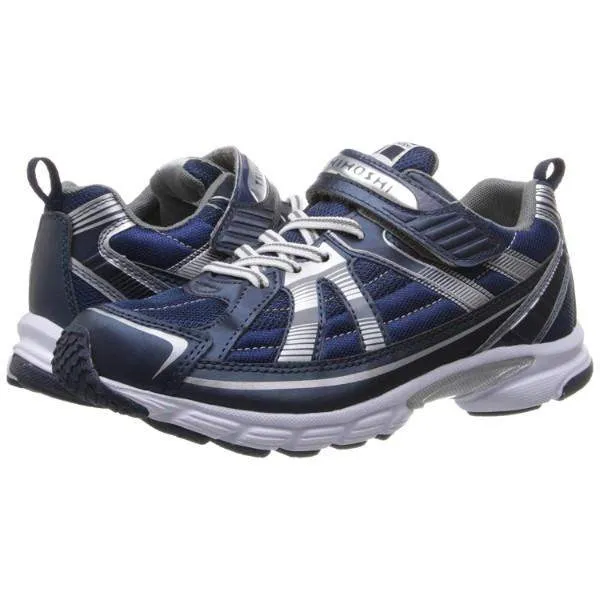 Tsukihoshi Storm Boys Navy Silver Running Shoes - Lightweight, Machine Washable Sneakers for Big Kids & Toddlers