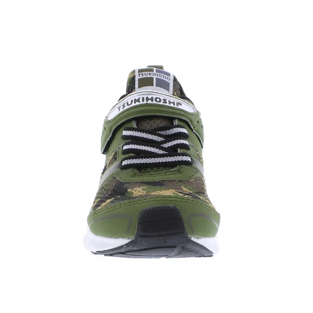 Tsukihoshi Velocity Green Camo Boys Running Shoes (Machine Washable)