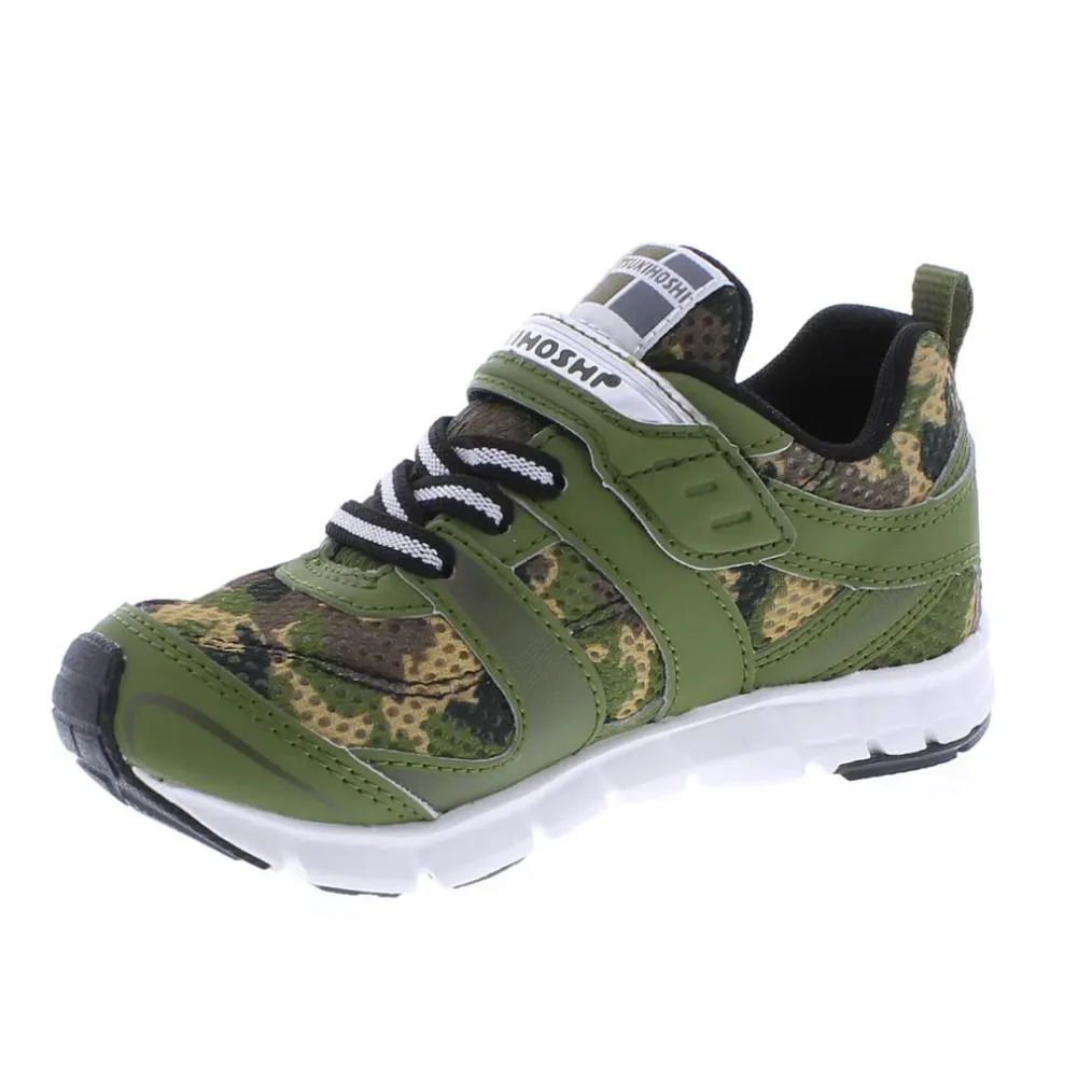 Tsukihoshi Velocity Green Camo Boys Running Shoes (Machine Washable)