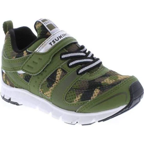 Tsukihoshi Velocity Green Camo Boys Running Shoes (Machine Washable)