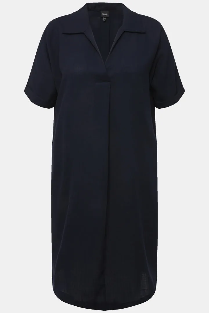 Ulla Popken Collared Navy Dress