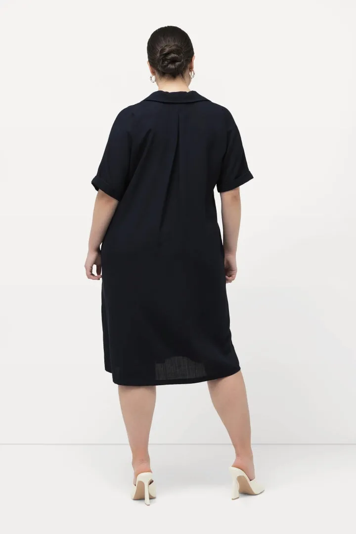 Ulla Popken Collared Navy Dress