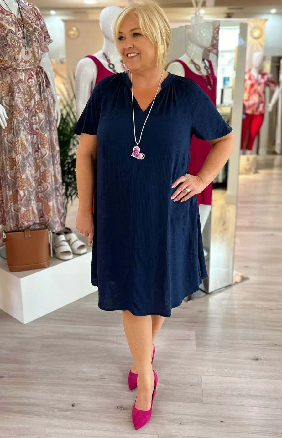 Ulla Popken Collared Navy Dress