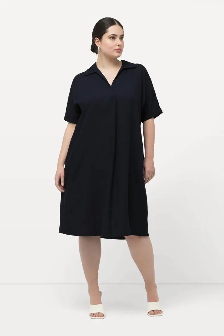 Ulla Popken Collared Navy Dress