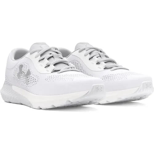 Under Armour Women's Charged Rogue 4, (100) White/Halo Gray/Metallic Silver, 8, US