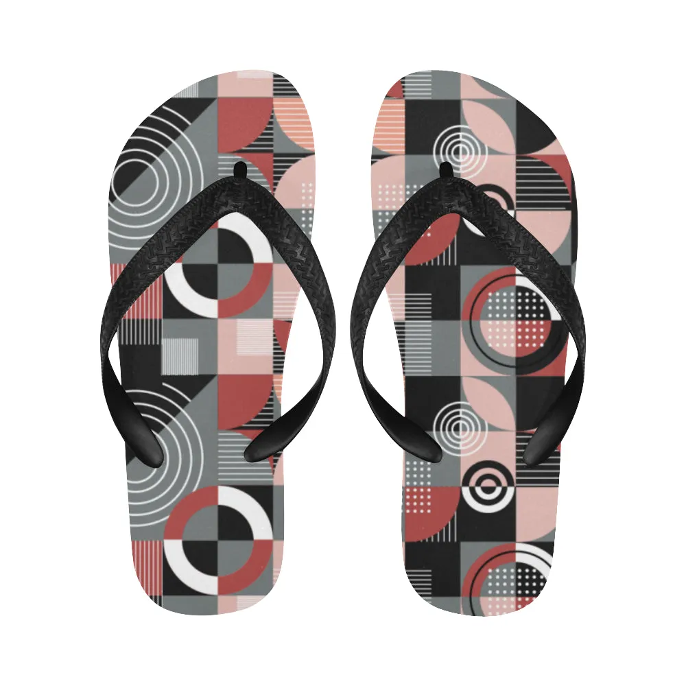 Unisex Abstract Geometrical Print Flip Flops