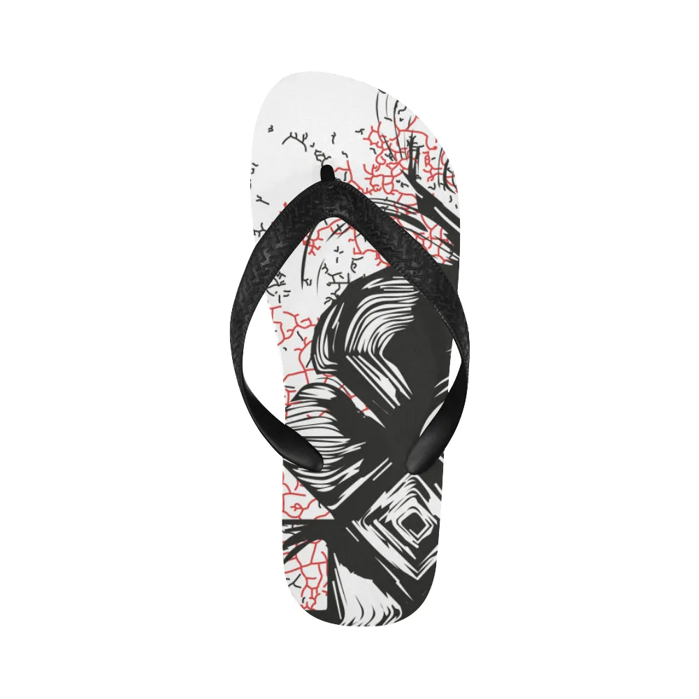 Unisex Mystic Black Doodle Print Flip Flops