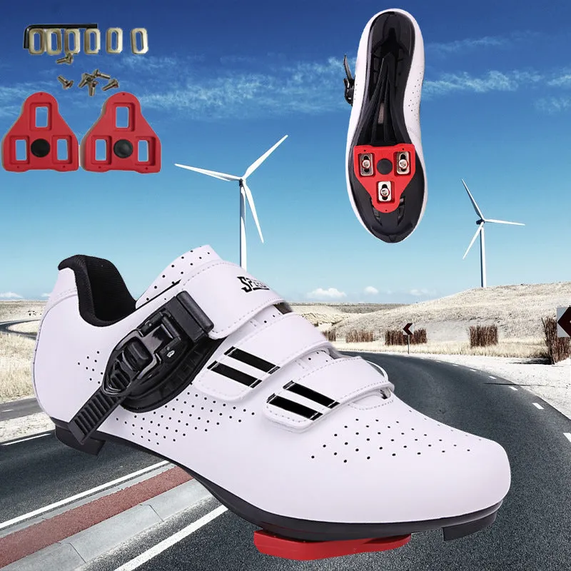 Unisex Wide Cycling Shoes Compatible with Look Delta/SPD Cleats-2 Straps-Clip in Road/Indoor Bike Shoes for Mens and Womens