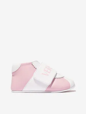 Versace Baby Girls Leather Pre Walker Trainers in Pink