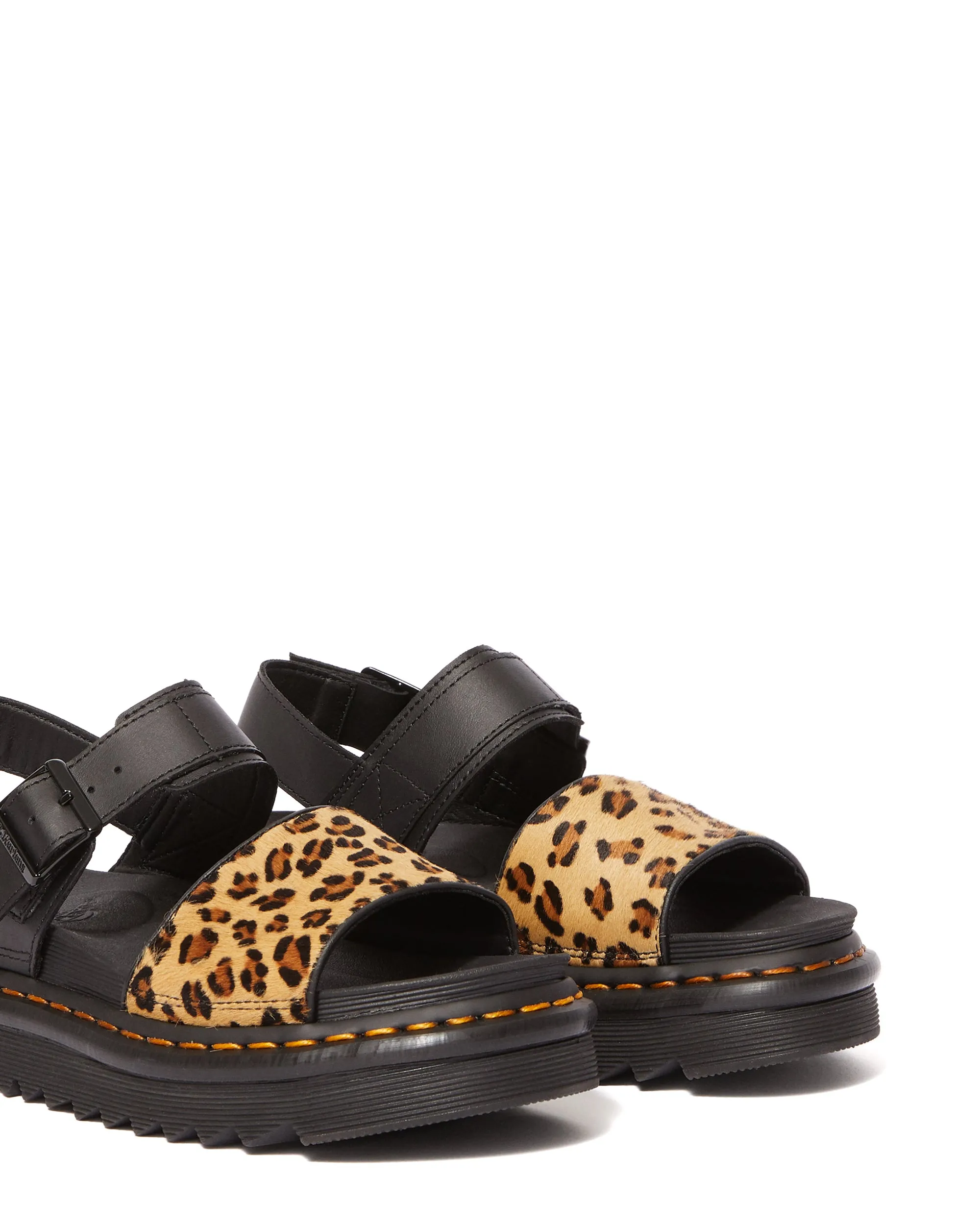 VOSS HAIR ON BLACK MEDIUM LEOPARD SANDAL