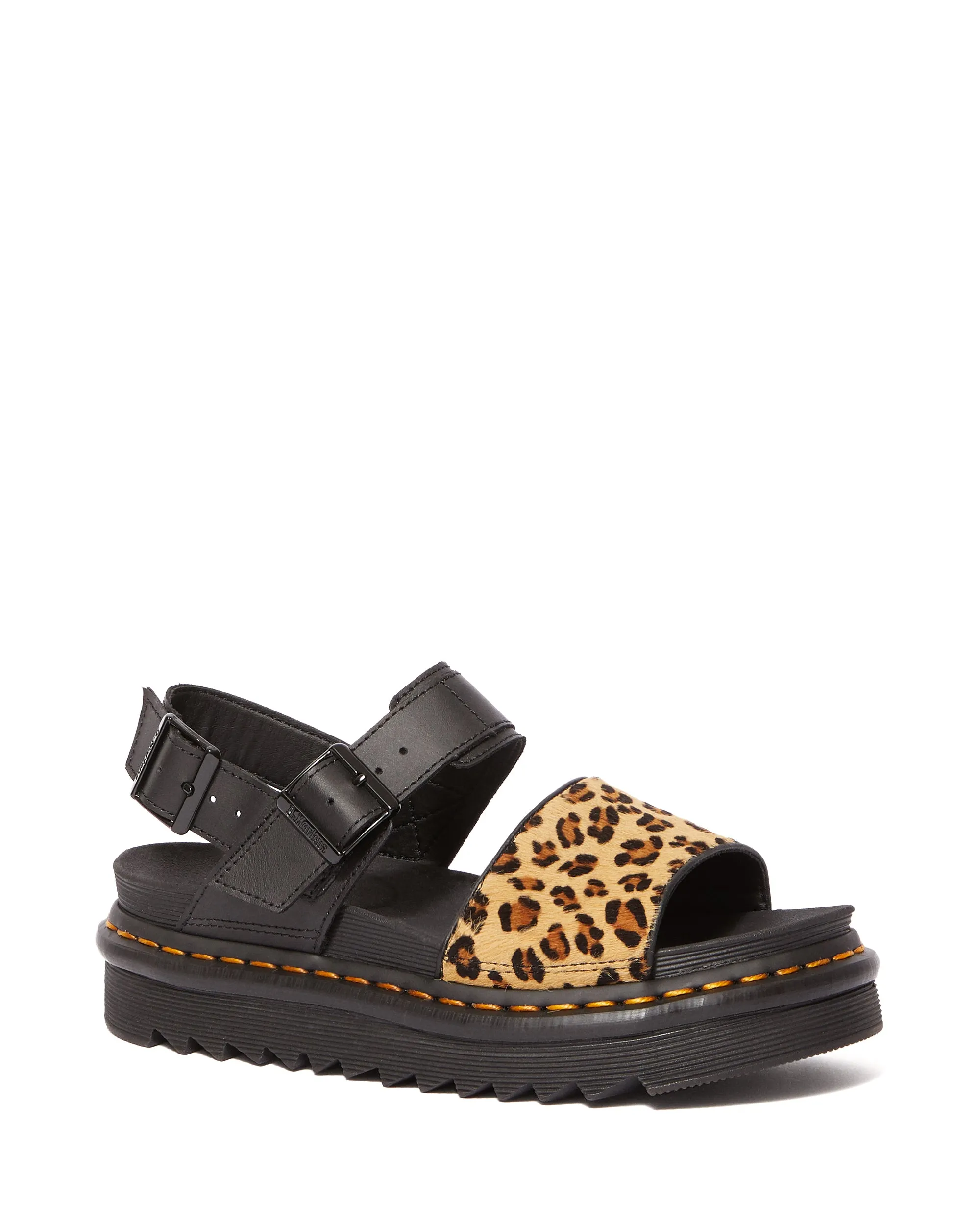 VOSS HAIR ON BLACK MEDIUM LEOPARD SANDAL