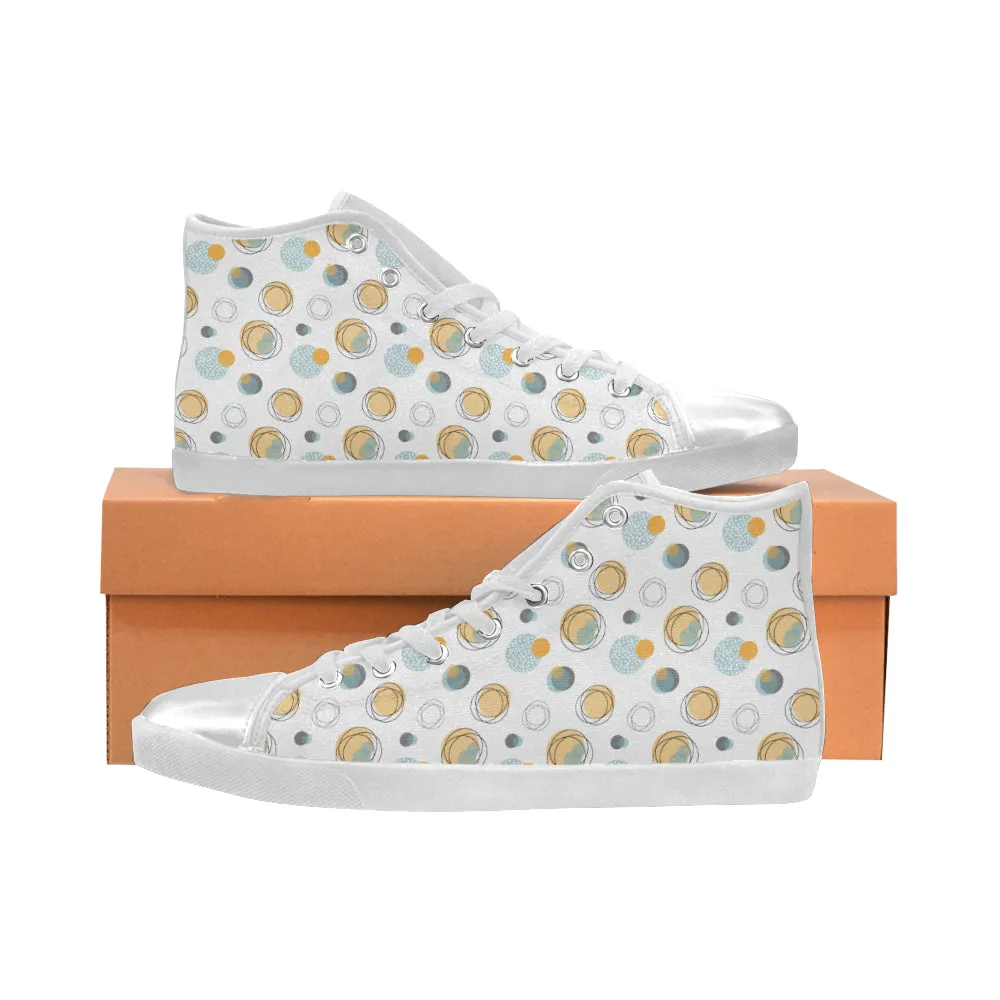 Women's Big Size Bubbly Polka Print Canvas High Top Shoes