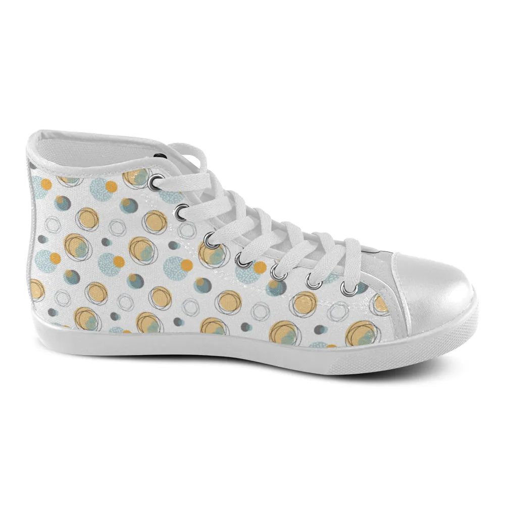 Women's Big Size Bubbly Polka Print Canvas High Top Shoes