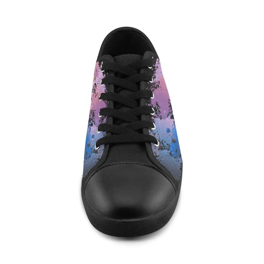 Women's Big Size Dabbed Paint Splatter Print Canvas Low Top Shoes