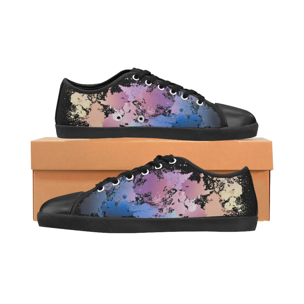 Women's Big Size Dabbed Paint Splatter Print Canvas Low Top Shoes