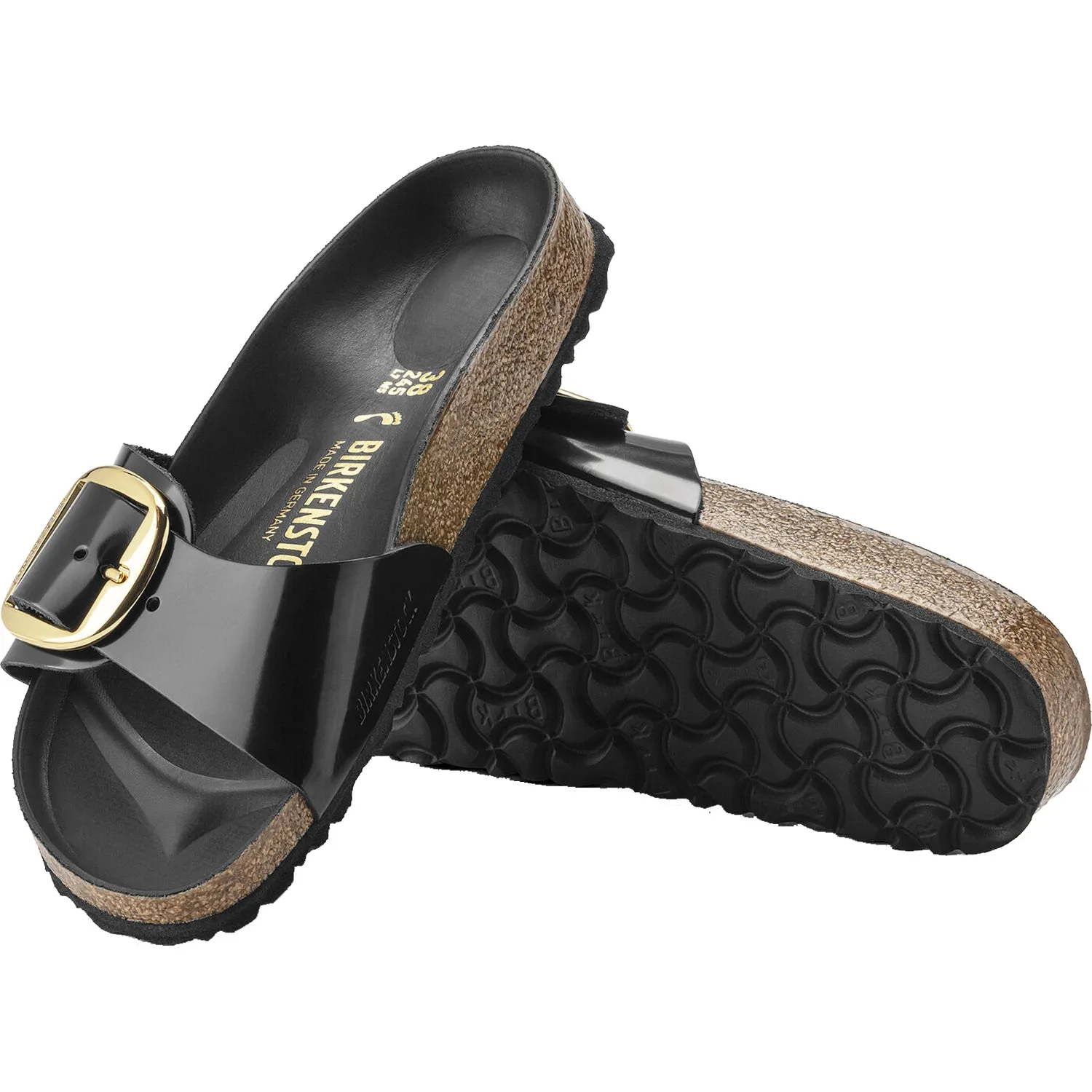 Women's Birkenstock Madrid Big Buckle High Shine Black Leather