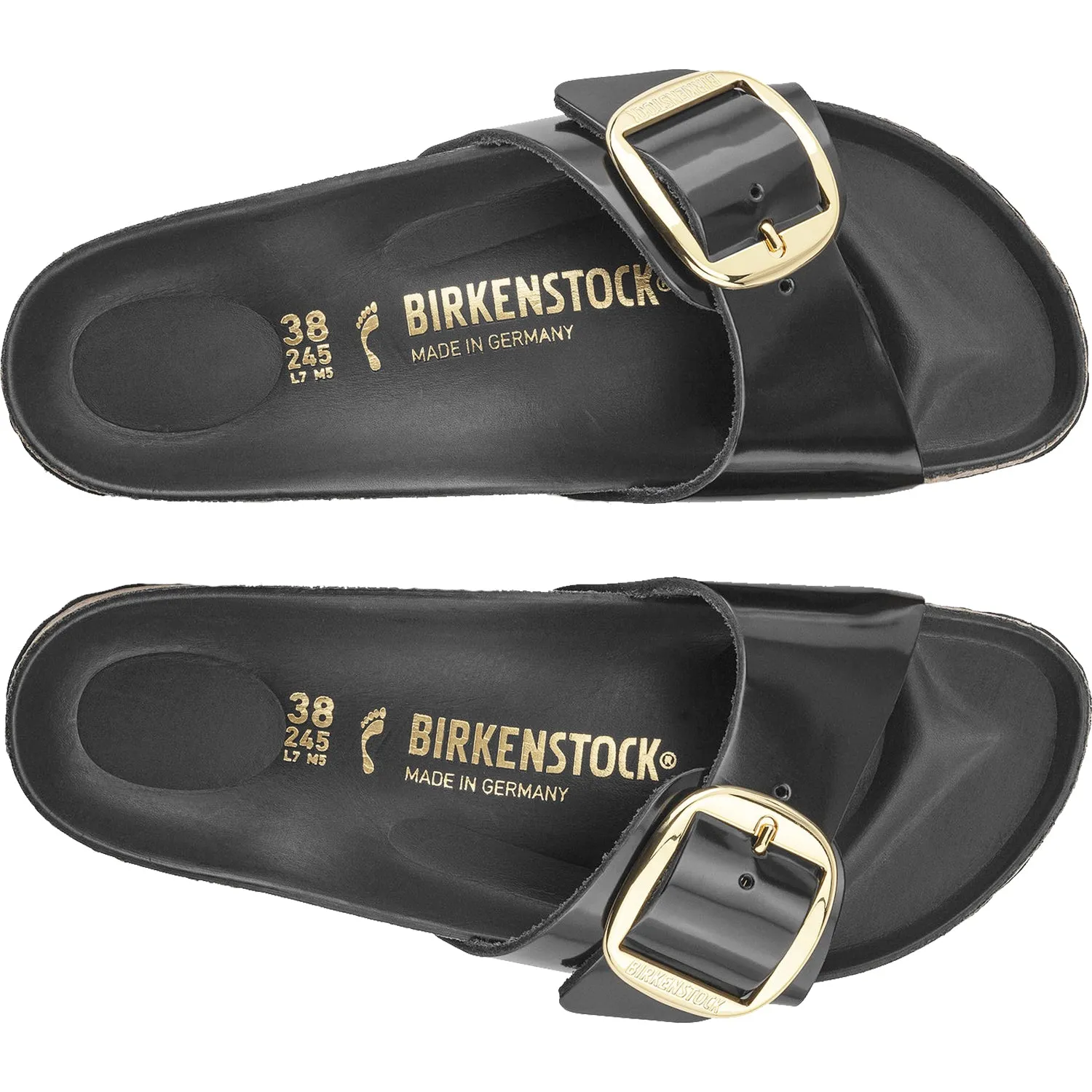 Women's Birkenstock Madrid Big Buckle High Shine Black Leather