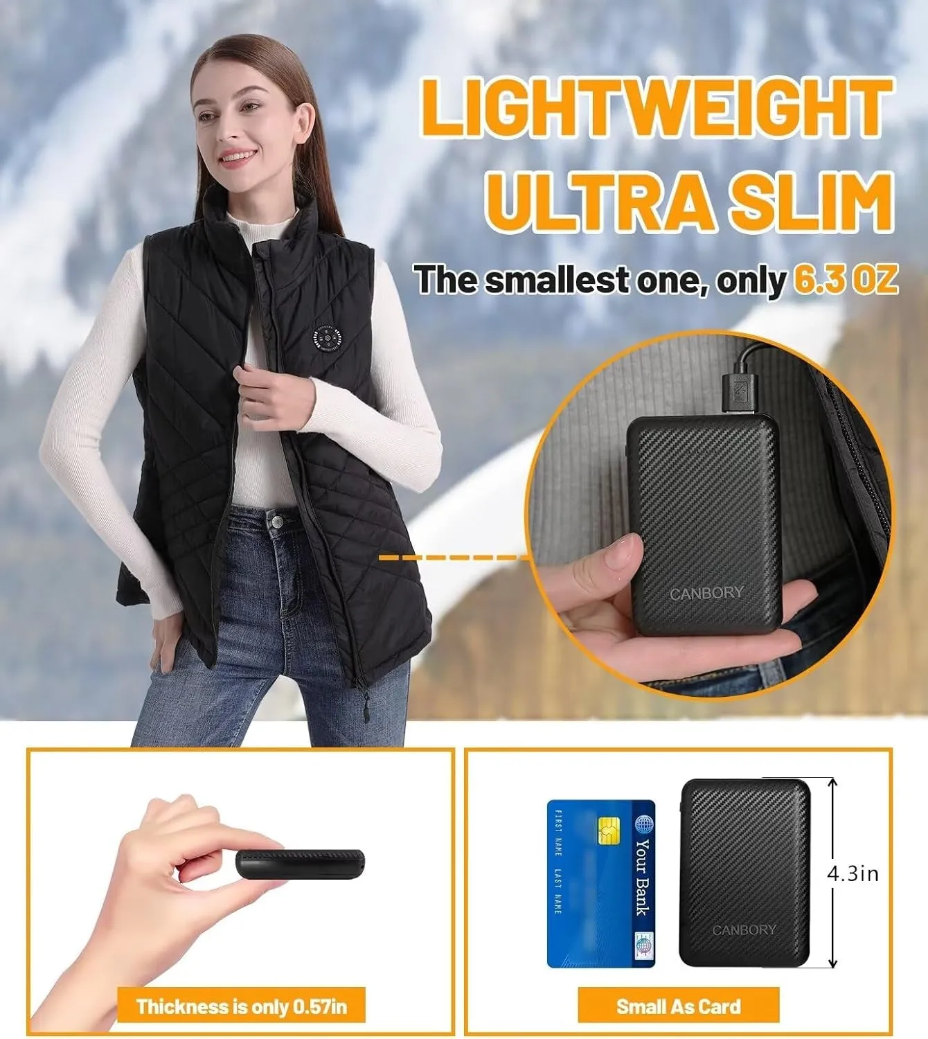 Womens Heated Vest, 5IN1 Smart Controller Electric Heating Jacket Coat Vests, Gifts for Women