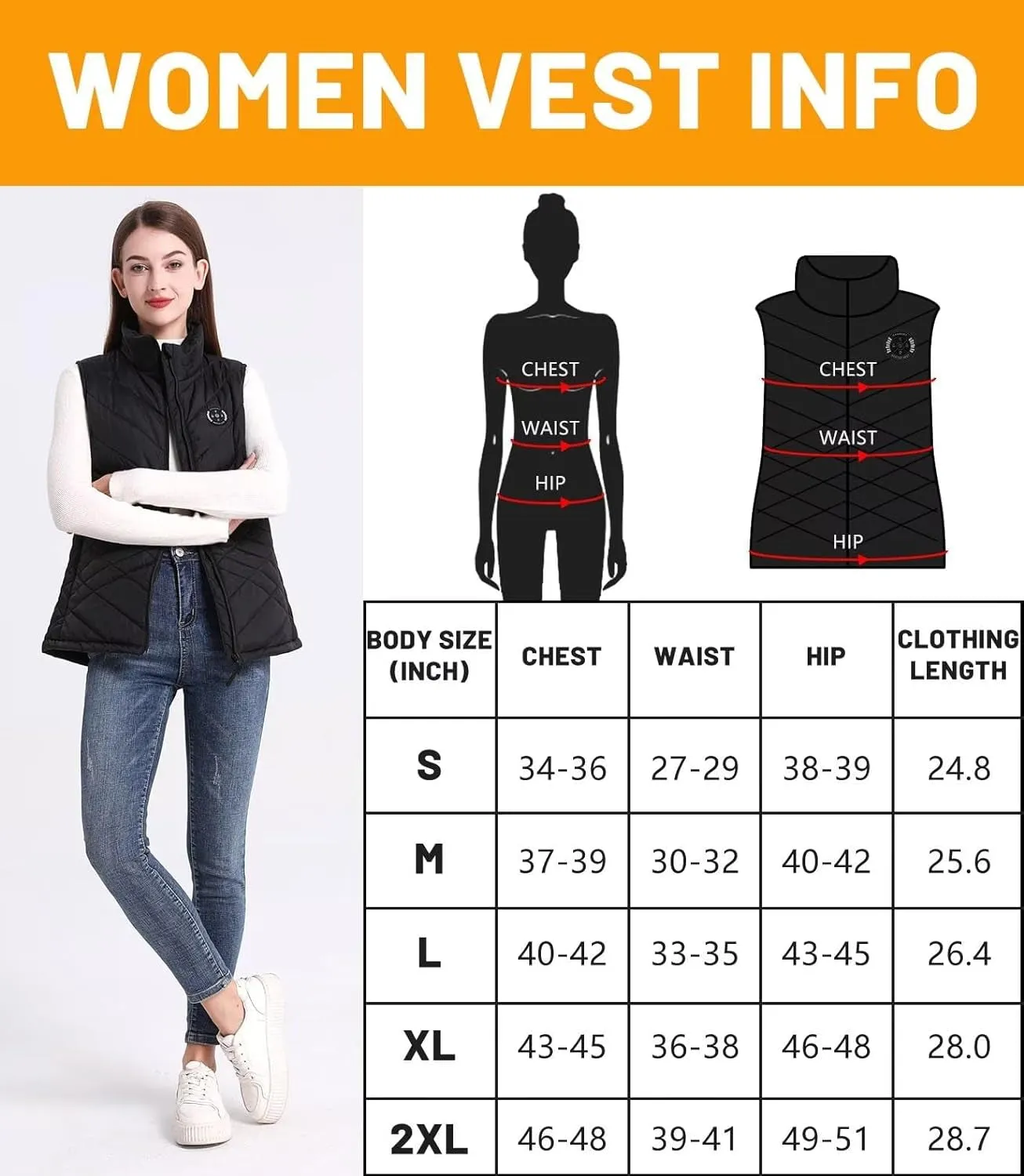 Womens Heated Vest, 5IN1 Smart Controller Electric Heating Jacket Coat Vests, Gifts for Women