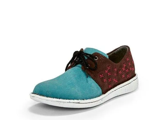 Women's Justin Turquoise Cac-tie Round Toe Casual Shoes