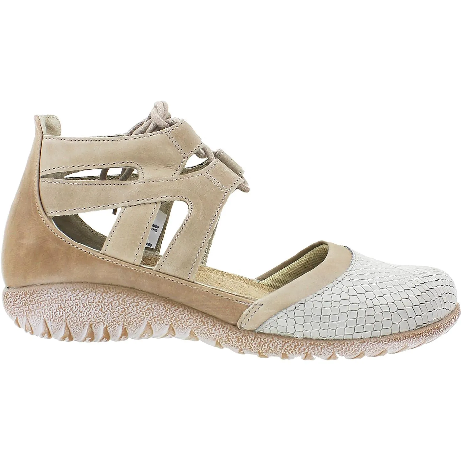 Women's Naot Kata Beige Iguana/Khaki Leather