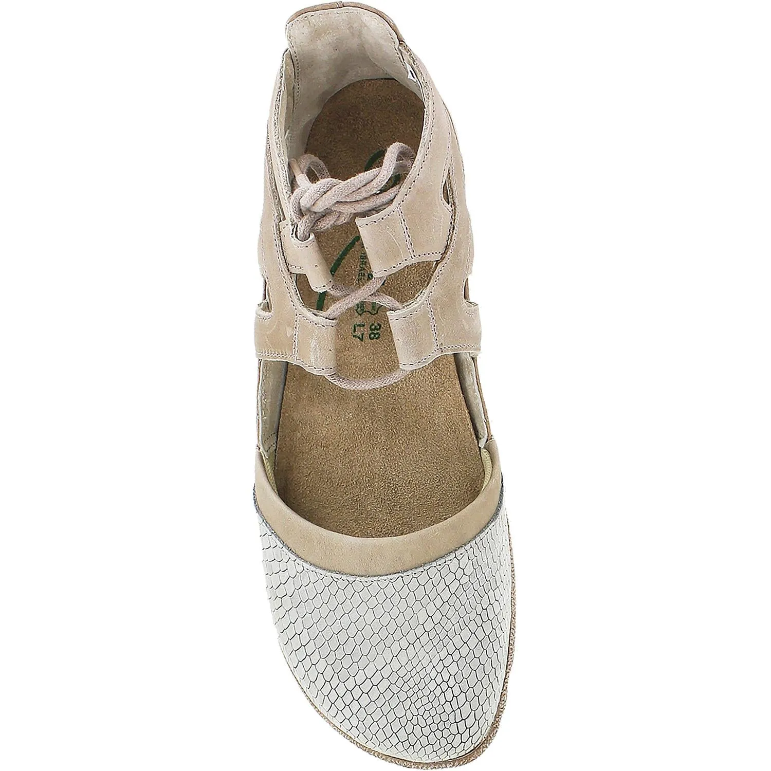 Women's Naot Kata Beige Iguana/Khaki Leather