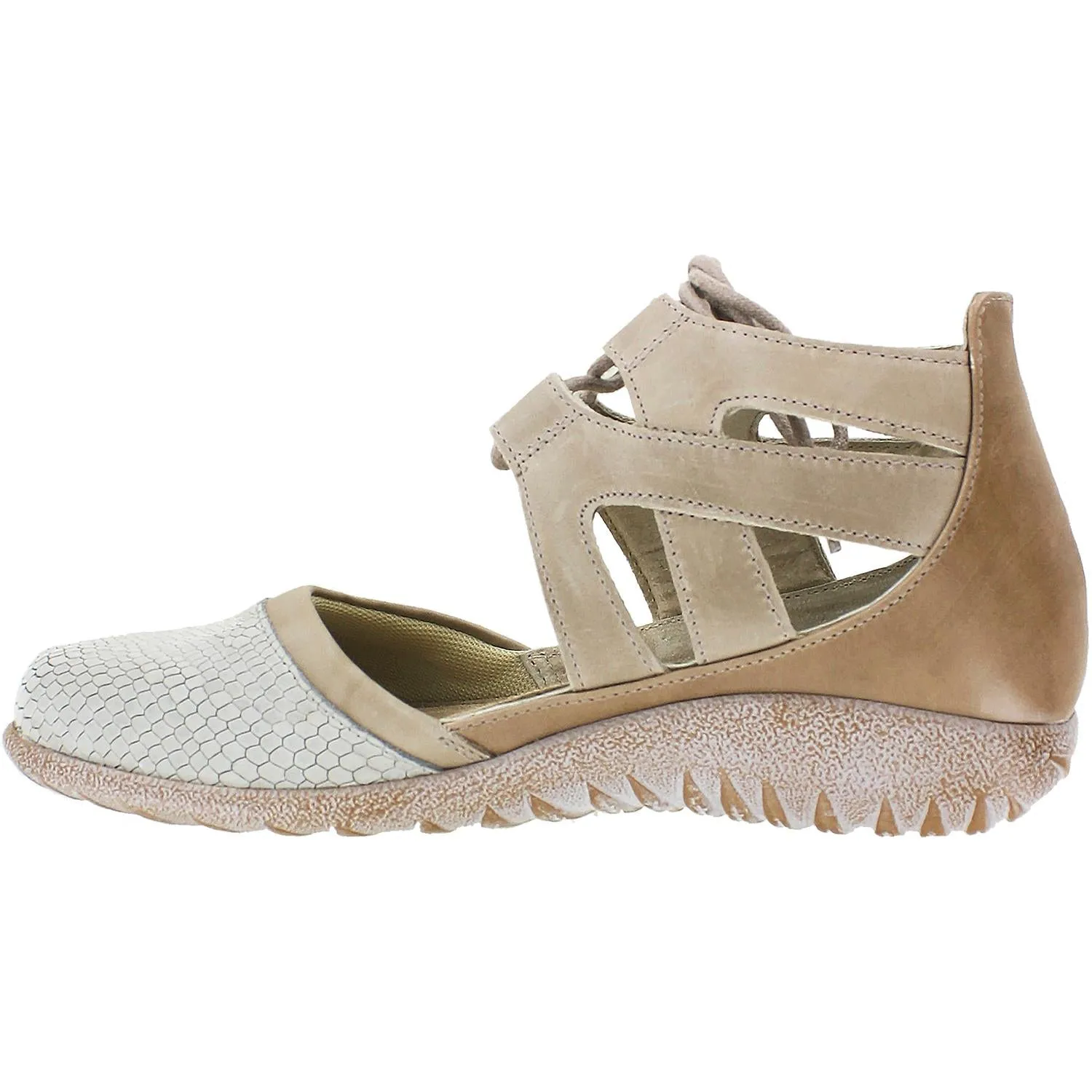 Women's Naot Kata Beige Iguana/Khaki Leather