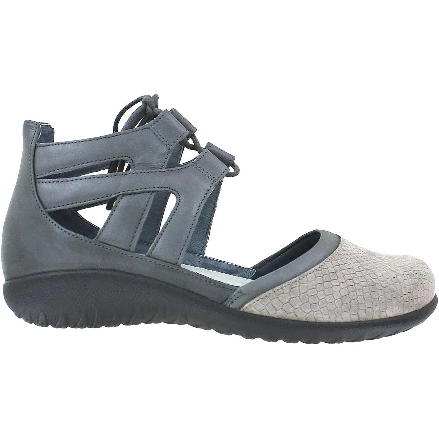 Women's Naot Kata Grey Iguana/Shadow/Tin Leather