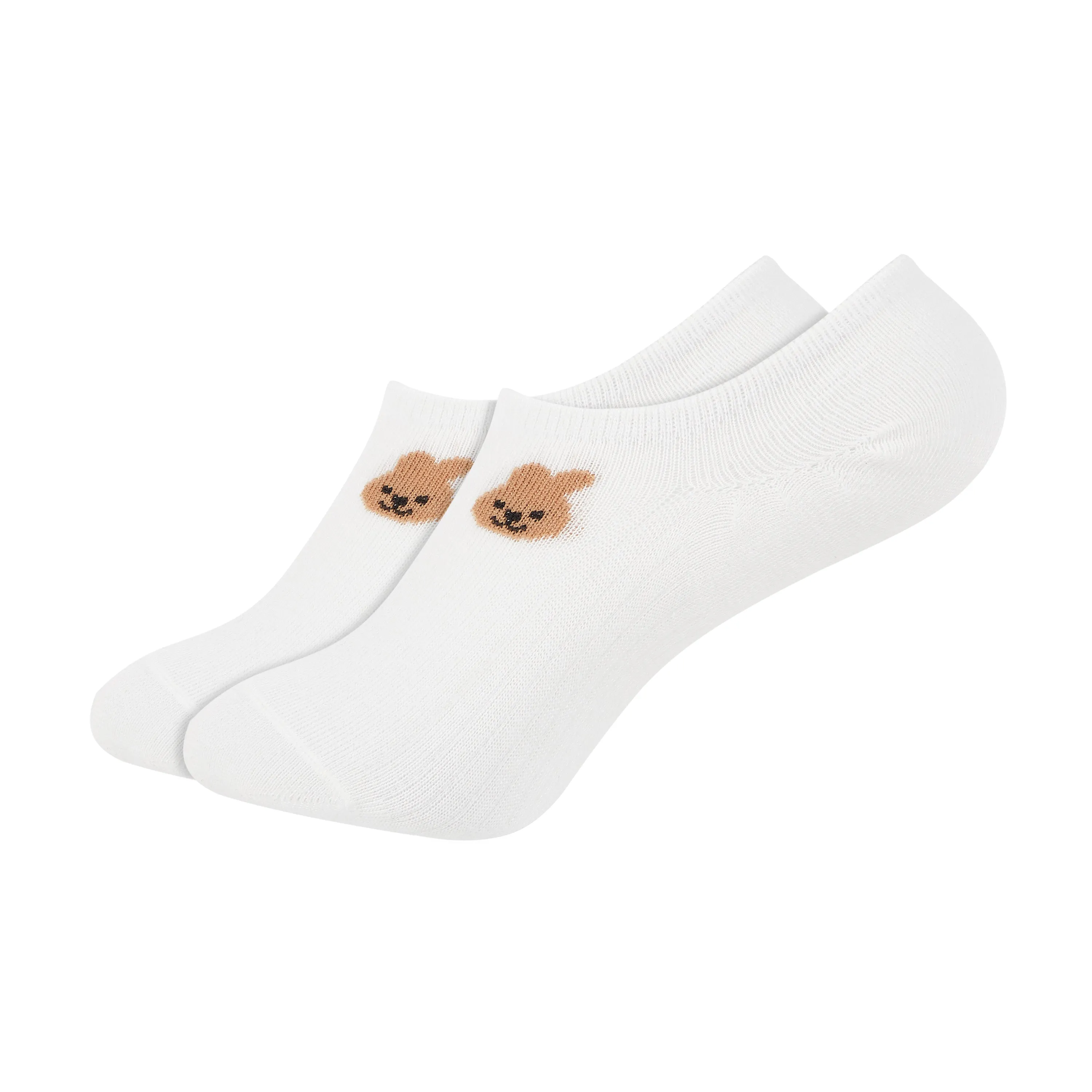 Women's Plain White Invisible Foot Socks with Print