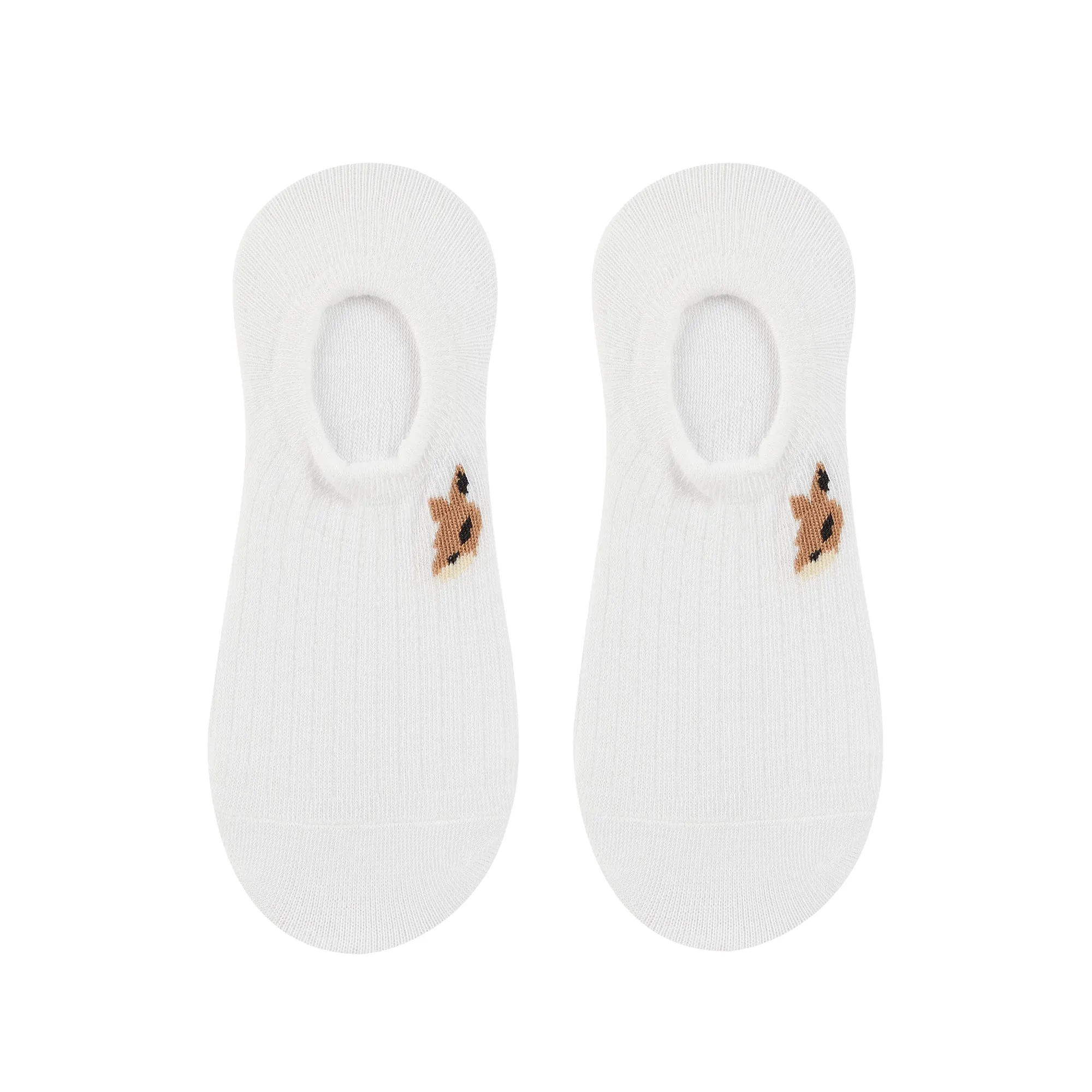 Women's Plain White Invisible Foot Socks with Print