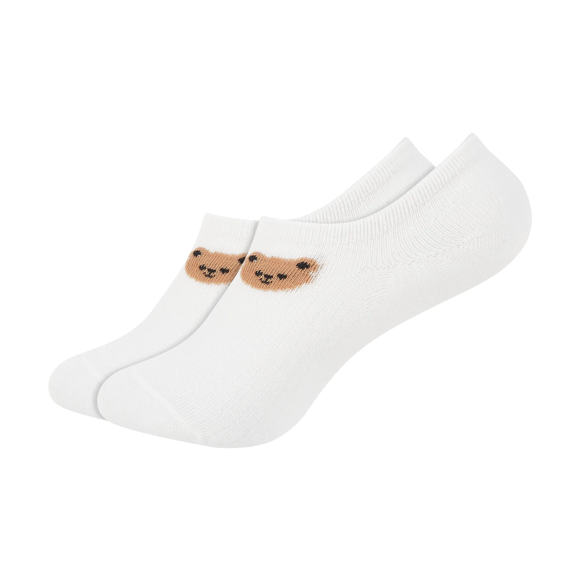 Women's Plain White Invisible Foot Socks with Print