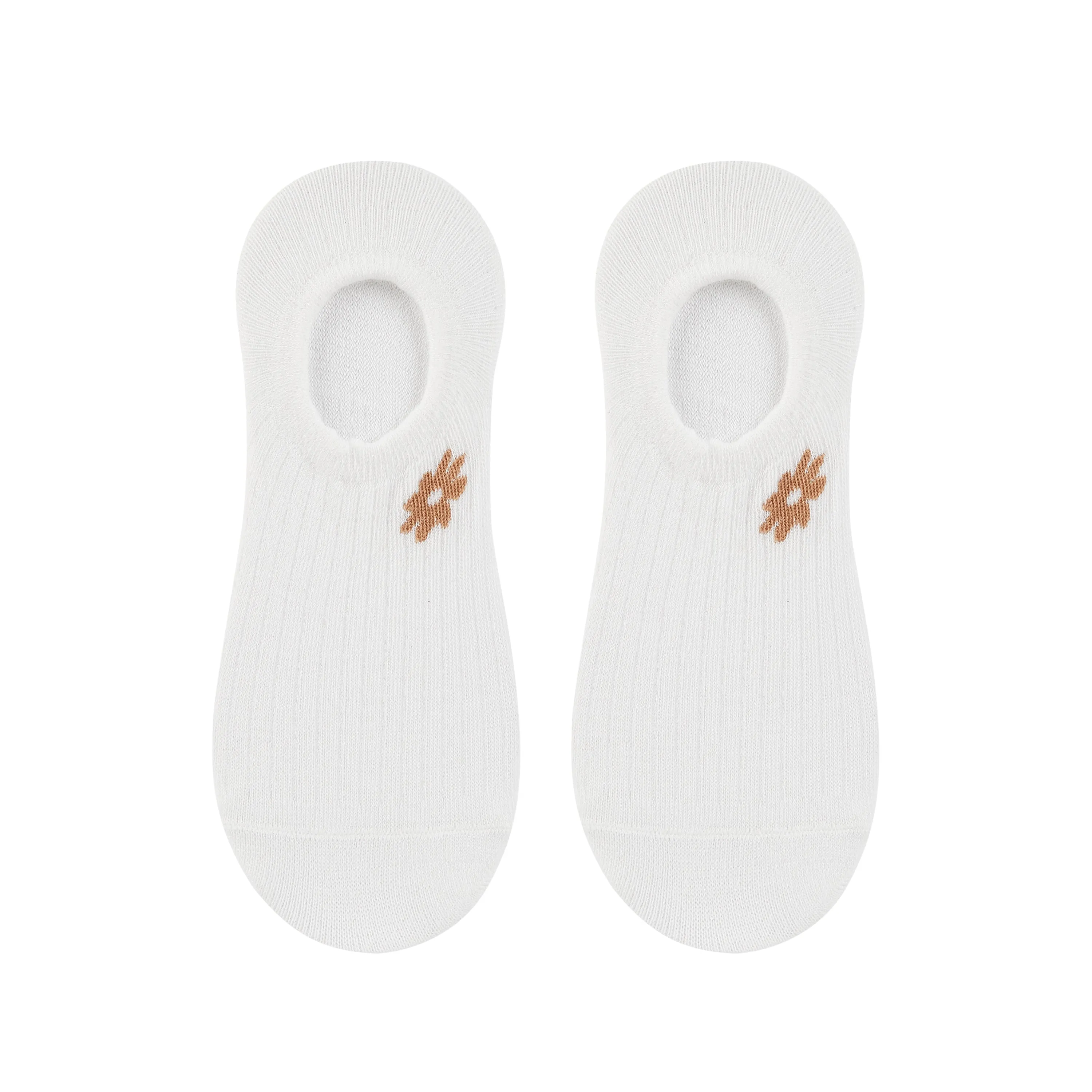 Women's Plain White Invisible Foot Socks with Print