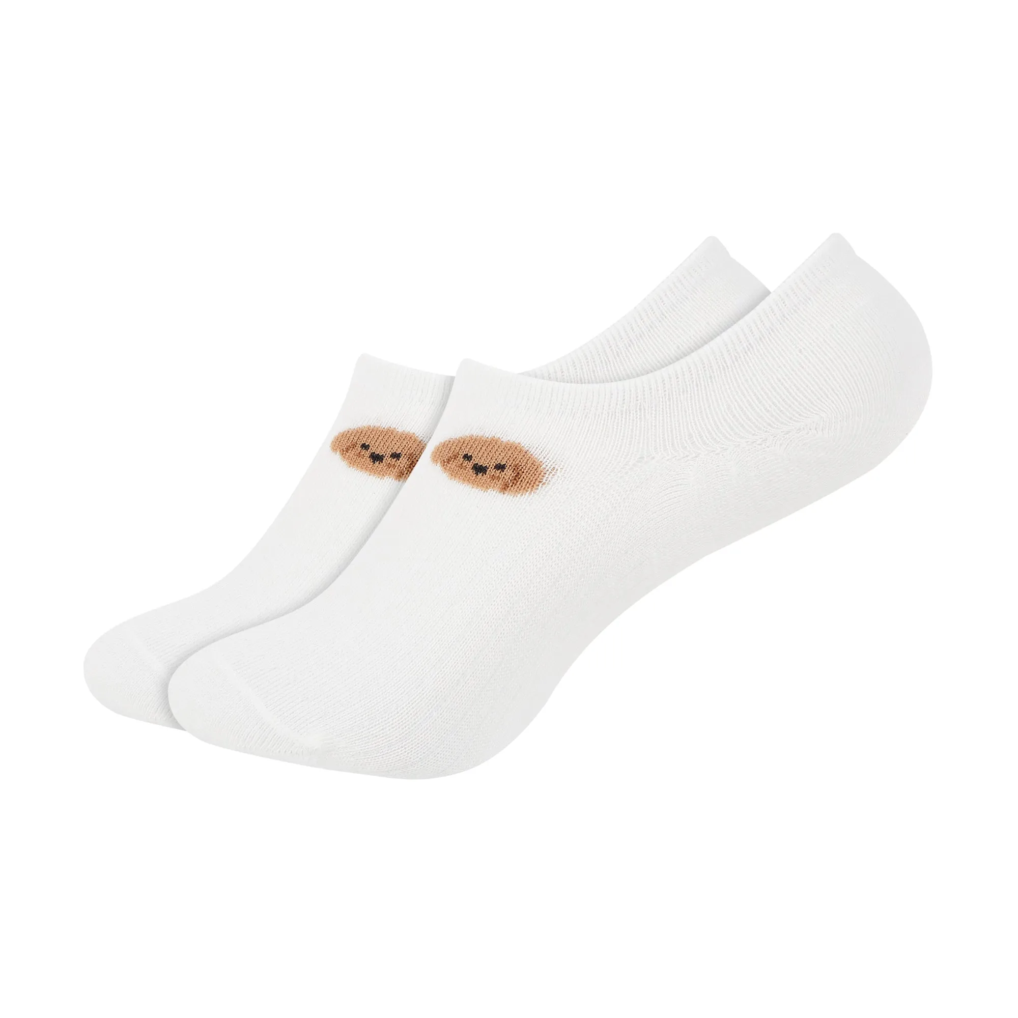 Women's Plain White Invisible Foot Socks with Print