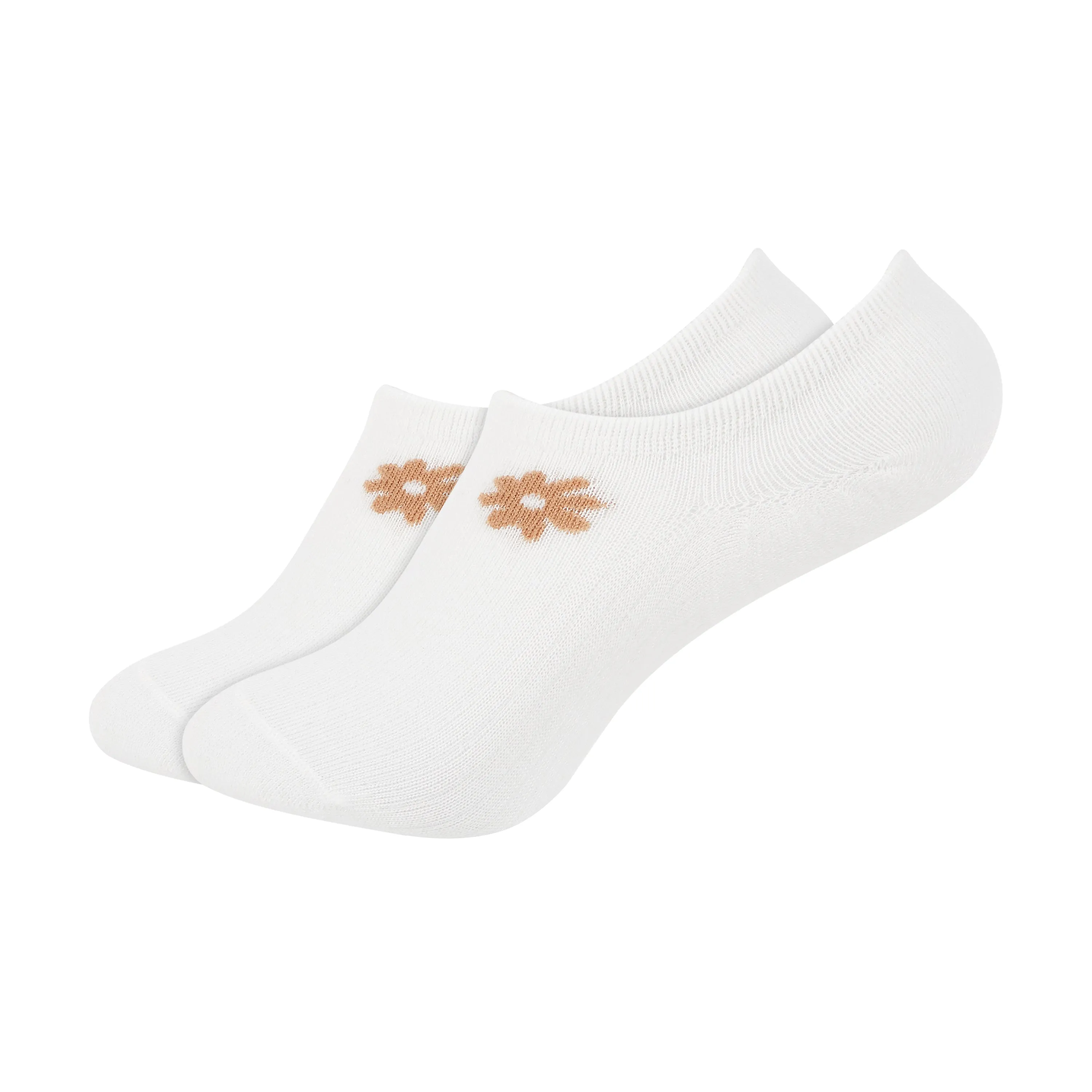 Women's Plain White Invisible Foot Socks with Print