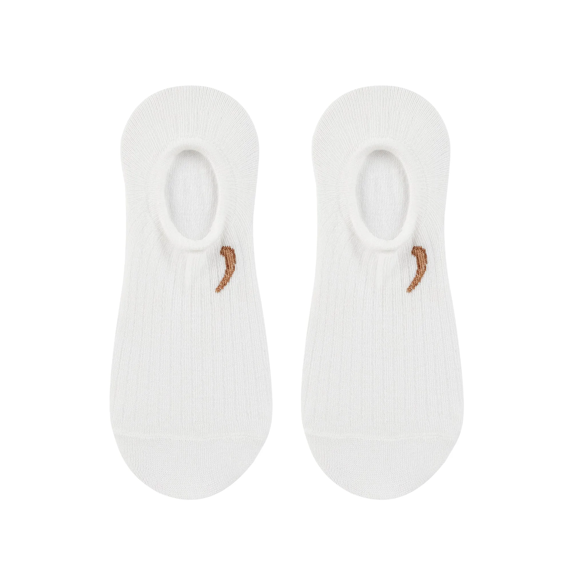 Women's Plain White Invisible Foot Socks with Print