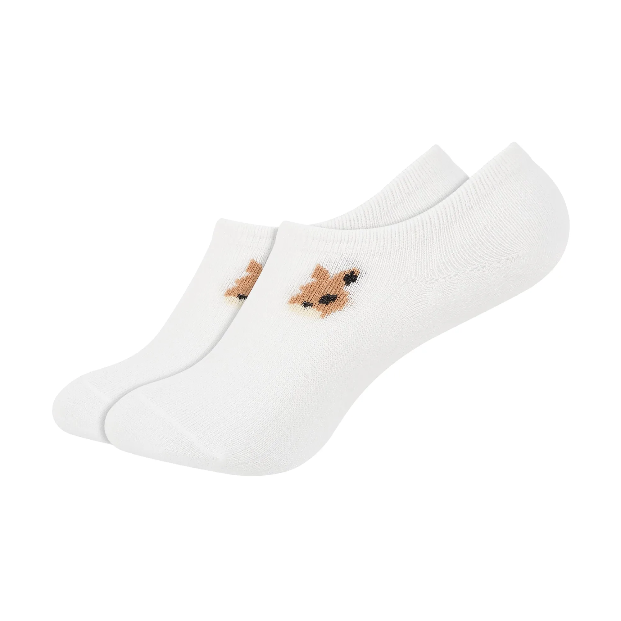 Women's Plain White Invisible Foot Socks with Print