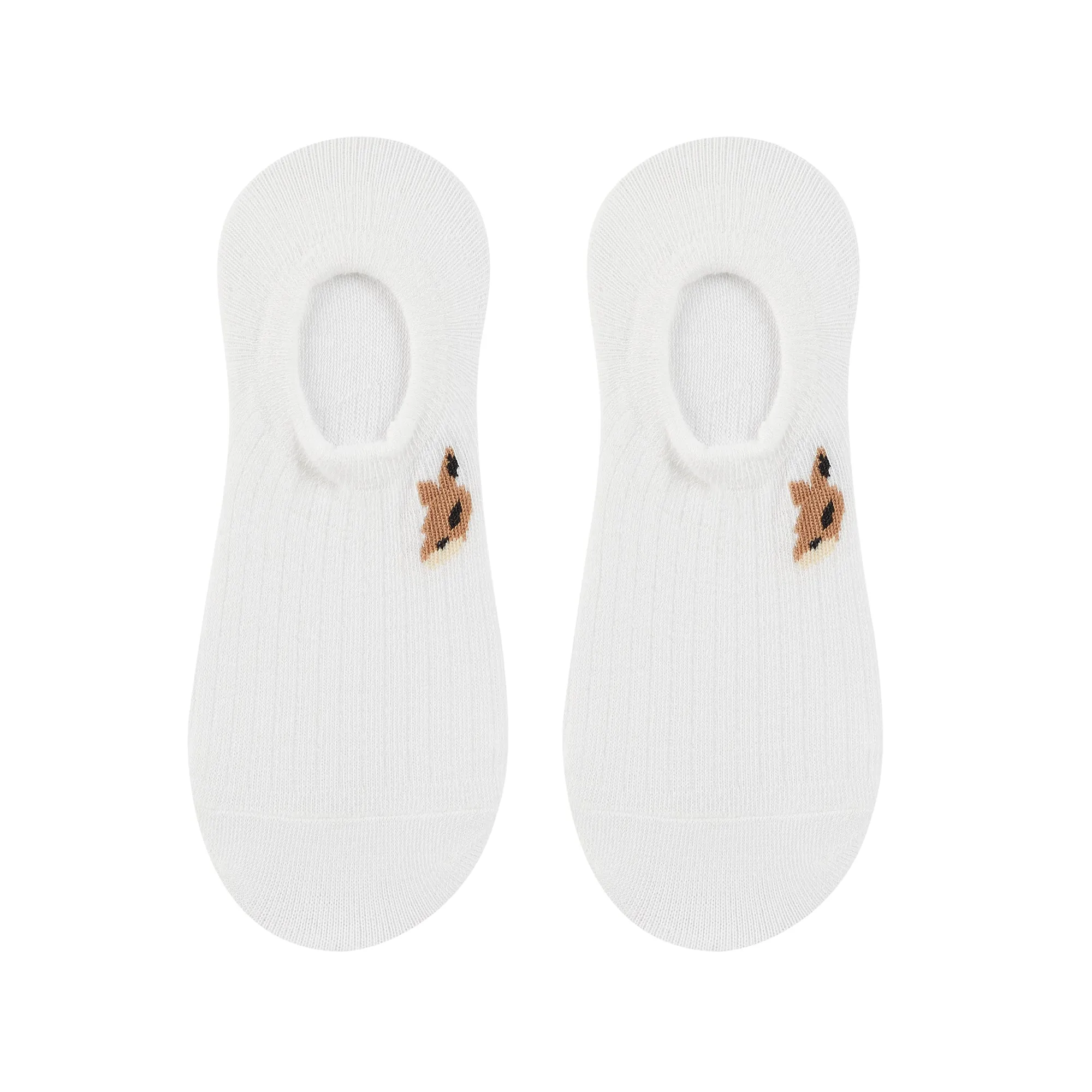 Women's Plain White Invisible Foot Socks with Print