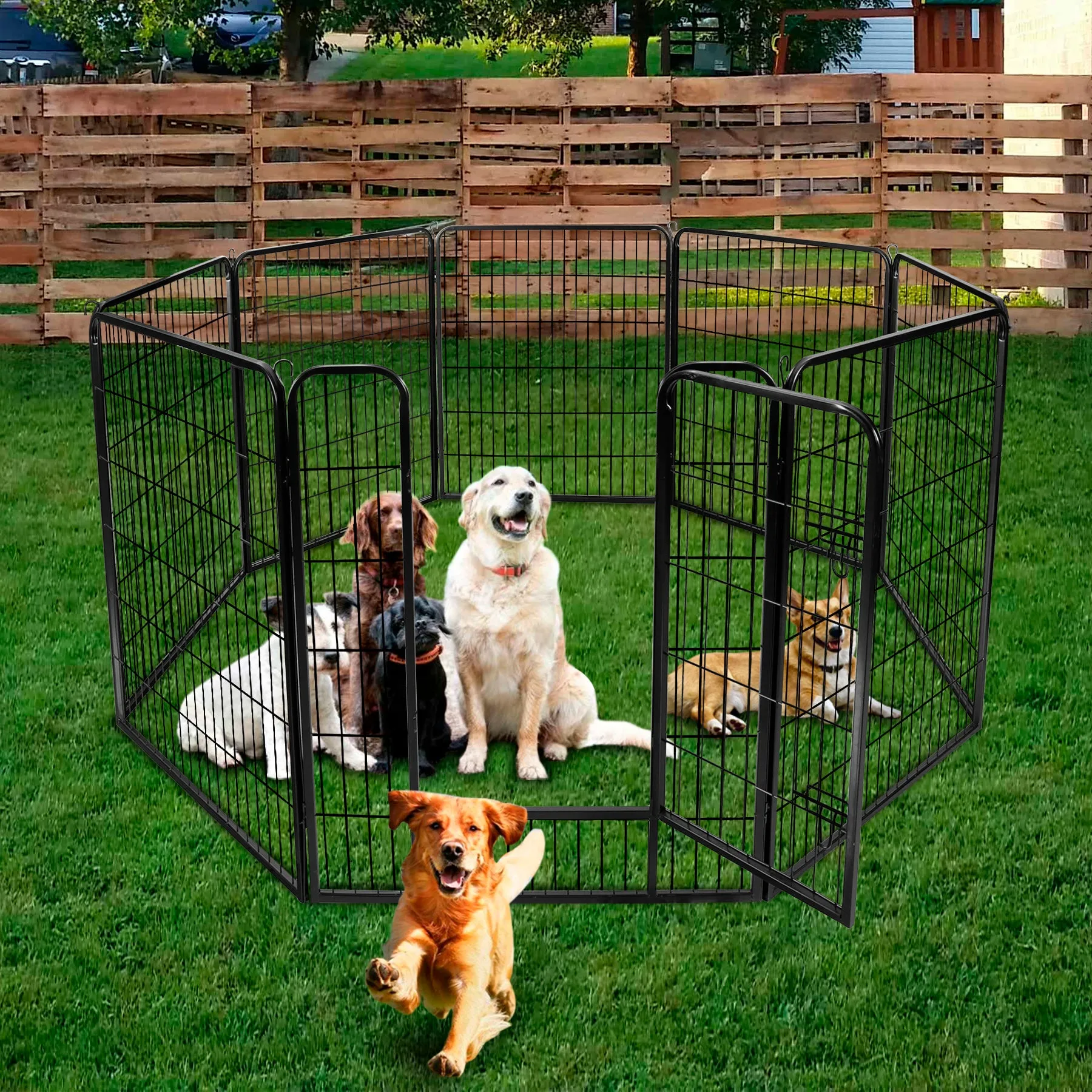 ZENY™ Dog & Cat Playpen Foldable Metal Exercise 8 Panel Design