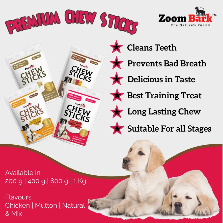 Zoom Bark Dog Rawhide Munchy Chew Sticks Mutton Flavour for dogs 1 Kg